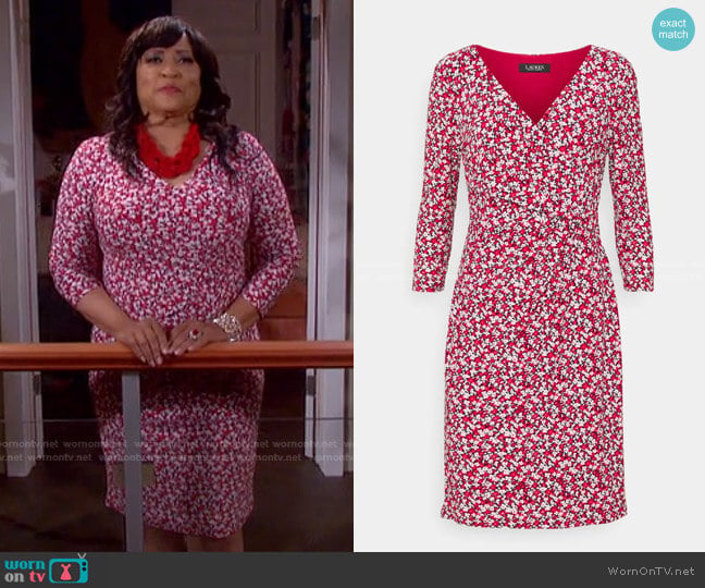 Floral Jersey Surplice Dress by LAUREN Ralph Lauren worn by Paulina Price (Jackée Harry) on Days of our Lives