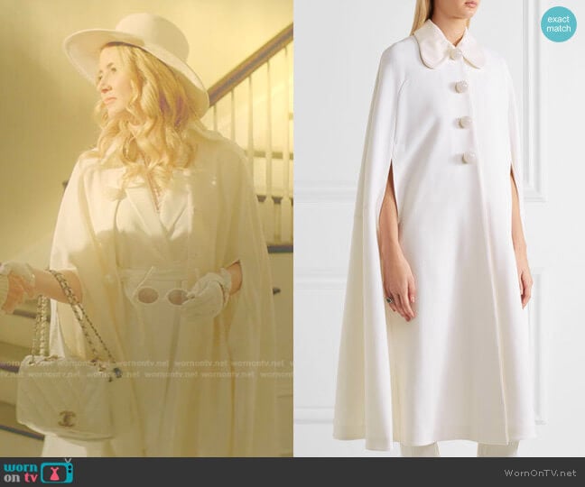 Laurette cape by Roksanda worn by Amanda Carrington (Eliza Bennett) on Dynasty