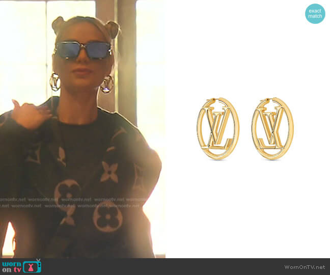Louis Vuitton Nanogram Hoop Earrings worn by Dorit Kemsley as seen
