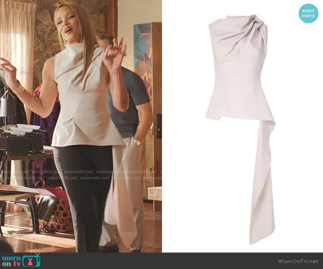 High-Neck Draped Peplum Top by Maticevski worn by Dominique Deveraux (Michael Michele) on Dynasty