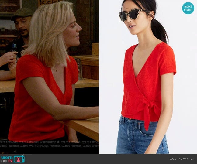 Madewell Texture & Thread Wrap Tie Top  worn by Sylvie Brett (Kara Killmer) on Chicago Fire