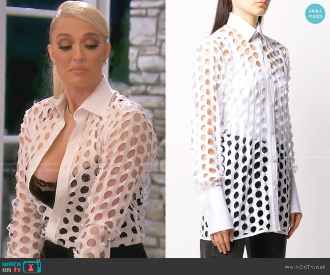 Cut-Out Cotton Shirt by Maison Margiela worn by Erika Jayne on The Real Housewives of Beverly Hills