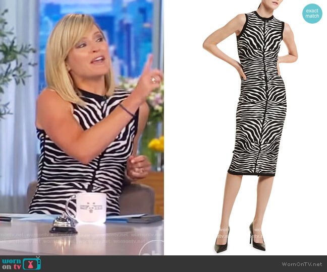 Zebra-Print Knit Midi Dress by Michael Kors worn by Sara Haines on The View