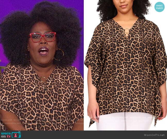 Plus Size Leopard Printed Top by MICHAEL Michael Kors worn by Sheryl Underwood on The Talk