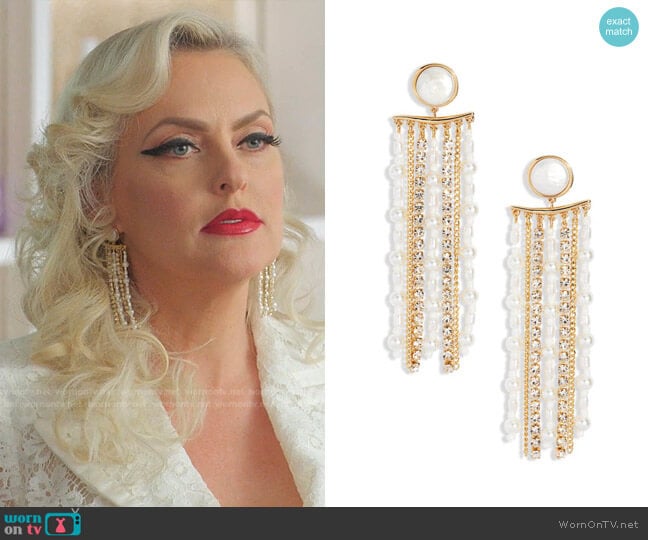 Freshwater Pearl Chandelier Earrings by Mignonne Gavigan worn by Alexis Carrington (Elaine Hendrix) on Dynasty