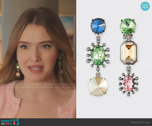 Mix Jewel Drop Earrings by Oscar de la Renta worn by Kirby Anders (Maddison Brown) on Dynasty