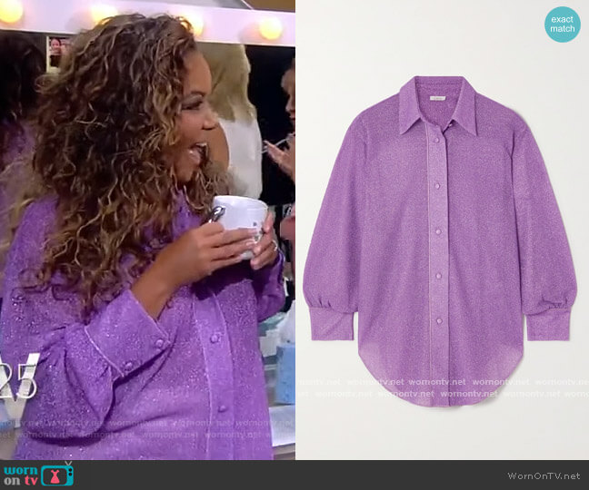 Lumiere stretch-Lurex shirt by Oseree worn by Sunny Hostin on The View