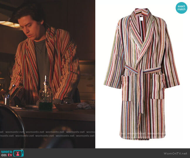 Multi-Stripe Robe by Paul Smith worn by Jughead Jones (Cole Sprouse) on Riverdale