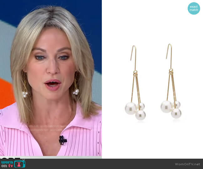 Trio Pearl Drops by Accessory Concierge worn by Amy Robach on Good Morning America