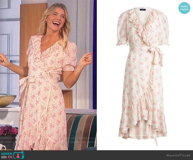 Floral-Print Cotton Wrap Dress by Ralph Lauren worn by Amanda Kloots on The Talk