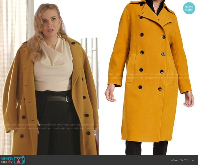 Double Face Double Breasted Coat by Proenza Schouler worn by Amanda Carrington (Eliza Bennett) on Dynasty