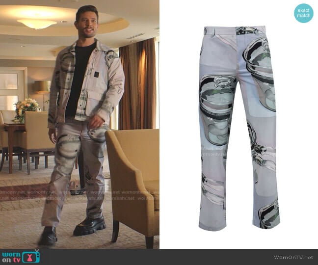 Relaxed Fit Pyrex Print Pant by Rochambeau x Nick Farhi worn by Sam Flores (Rafael de la Fuente) on Dynasty