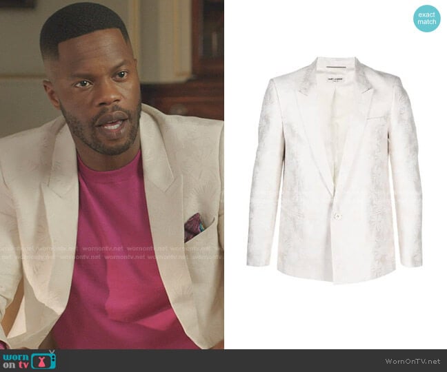 Parasol Jacquard Blazer by Saint Laurent worn by Jeff Colby (Sam Adegoke) on Dynasty