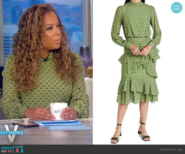 Isa Ruffle Dress by Saloni worn by Sunny Hostin on The View