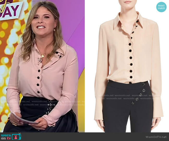 Scalloped Silk Blouse by Chloe worn by Jenna Bush Hager on Today