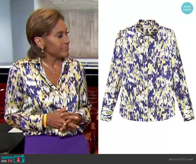 WornOnTV: Robin’s multicolor abstract print blouse on Good Morning ...