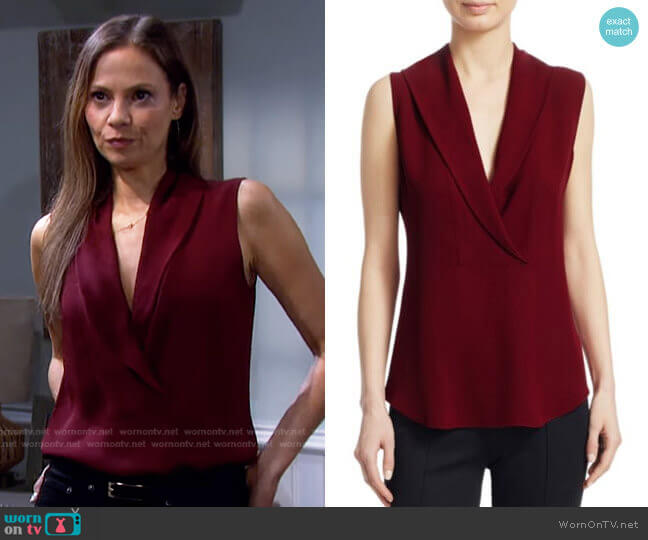 Shawl Collar Silk Shell by Theory worn by Ava Vitali (Tamara Braun ) on Days of our Lives