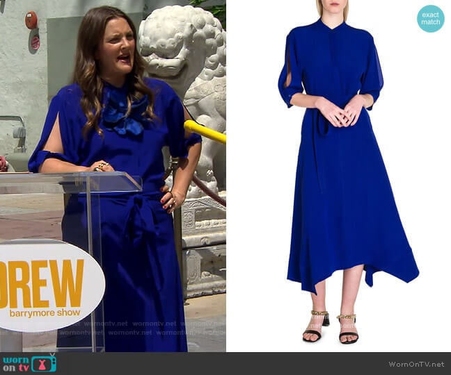 Olivia Silk Midi Dress by Stella McCartney worn by Drew Barrymore on The Drew Barrymore Show