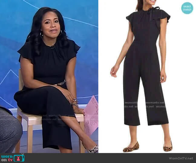 WornOnTV: Sheinelle’s black ruffled tie neck jumpsuit on Today ...