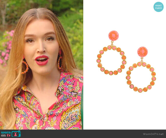 Happy Clip-On Drop Hoop Earrings by Sylvia Toledano worn by Kirby Anders (Maddison Brown) on Dynasty