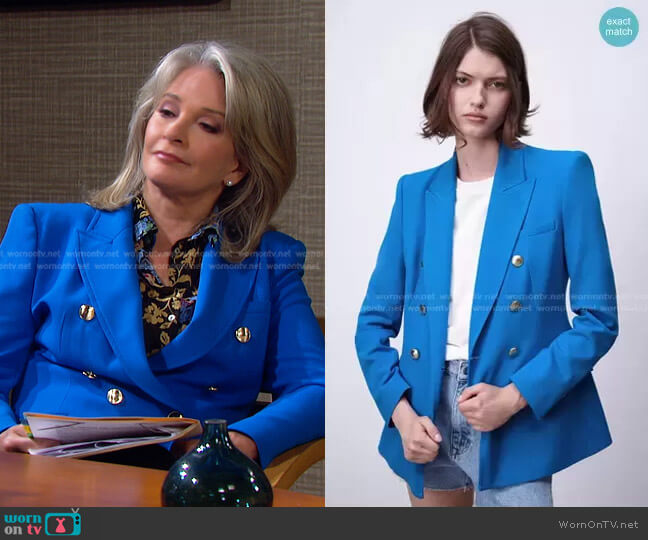 Tailored Double Breasted Blazer by Zara worn by Marlena Evans (Deidre Hall) on Days of our Lives
