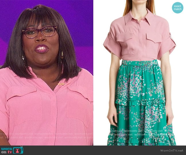 Pocket Detail Button-Up Shirt by Ted Baker worn by Sheryl Underwood on The Talk