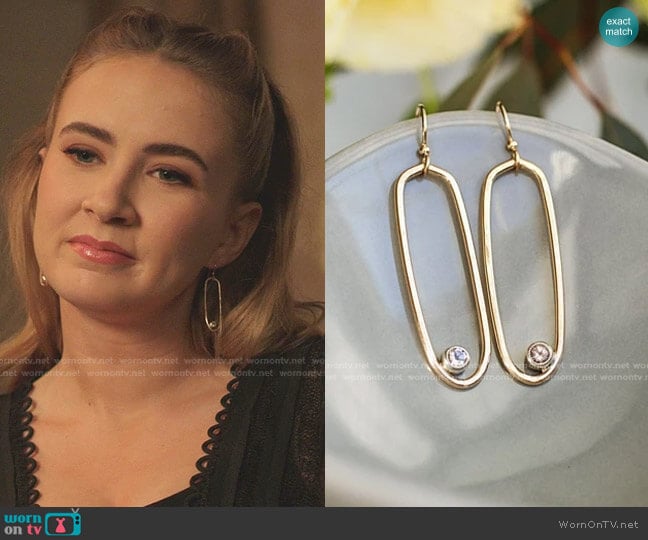 Oval Morganite Earrings - Gold and Argentium by The statement House worn by Amanda Carrington (Eliza Bennett) on Dynasty