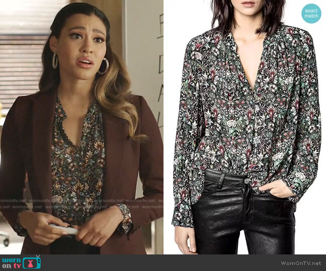WornOnTV: Eva’s floral v-neck blouse on Dynasty | Clothes and Wardrobe ...