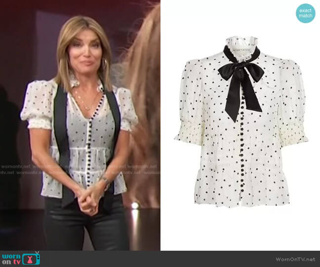 Vicky Tie Neck Blouse by Alice + Olivia worn by Kit Hoover on Access Hollywood