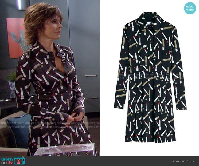 Lipstick-Print Shirtdress by Victoria Victoria Beckham worn by Lisa Rinna on Days of our Lives: Beyond Salem