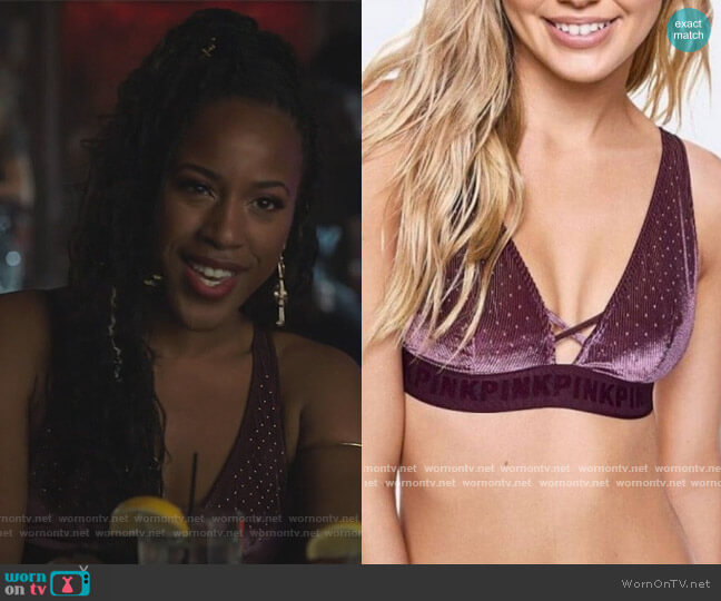 Studded red Halter Bra by Victorias Secret worn by Asha Bromfield on Riverdale