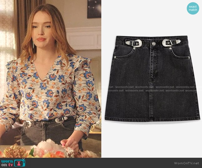 Western Buckle Denim Skirt by Topshop  worn by Kirby Anders (Maddison Brown) on Dynasty