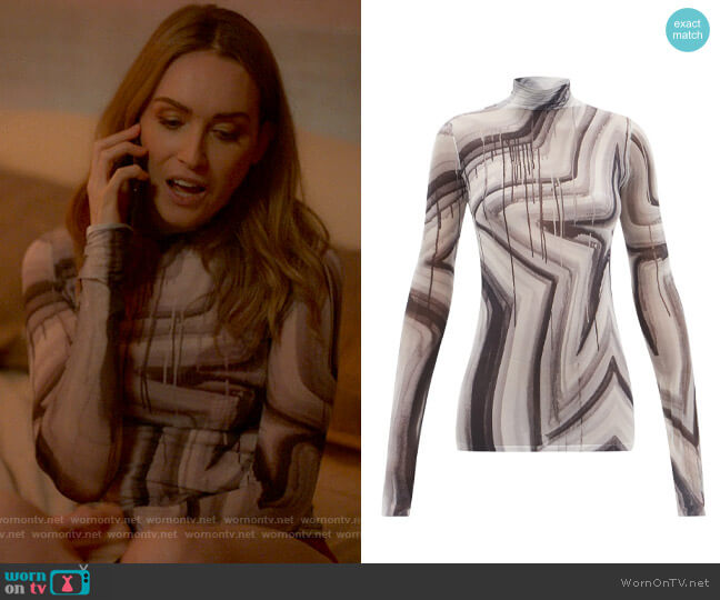 Acne Studios x Ben Quinn High Neck Star Print Jersey Top worn by Tess Van De Berg (Jamie Clayton) on The L Word Generation Q