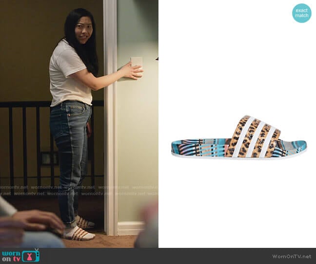 Adidas Adilette Brazillian Dance worn by Nora Lum (Awkwafina) on Awkwafina is Nora From Queens