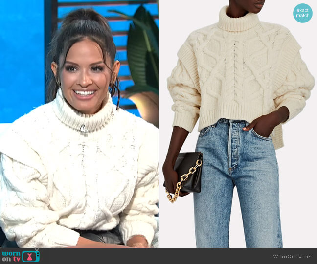 WornOnTV: Rocsi Diaz’s white cable knit sweater and studded boots on E ...