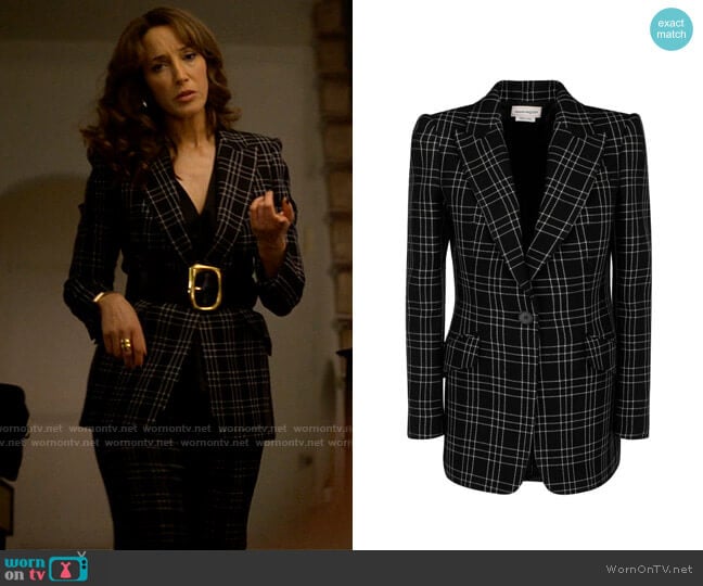 Alexander McQueen Checked Blazer worn by Bette Porter (Jennifer Beals) on The L Word Generation Q