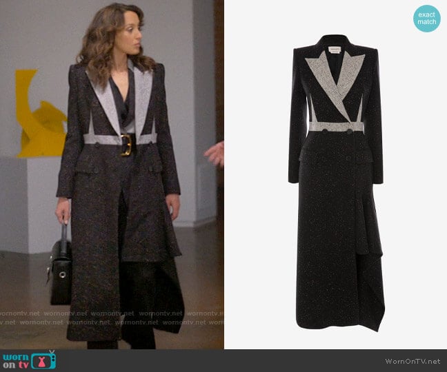 Alexander McQueen Double Breasted Donegal Coat worn by Bette Porter (Jennifer Beals) on The L Word Generation Q