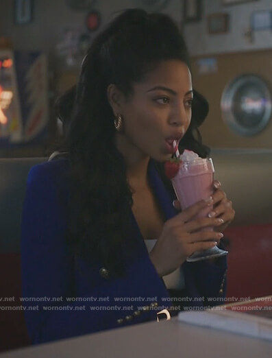 Alexandra’s blue double breasted blazer on Riverdale