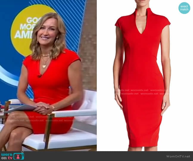 Scuba Midi Sheath Dress by Alexia Admor worn by Lara Spencer on Good Morning America