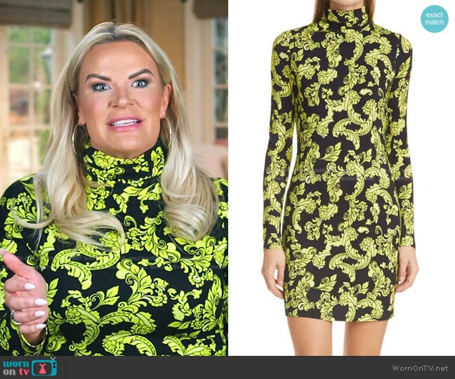 Delora Scrollwork Print Dress by Alice + Olivia worn by Heather Gay on The Real Housewives of Salt Lake City