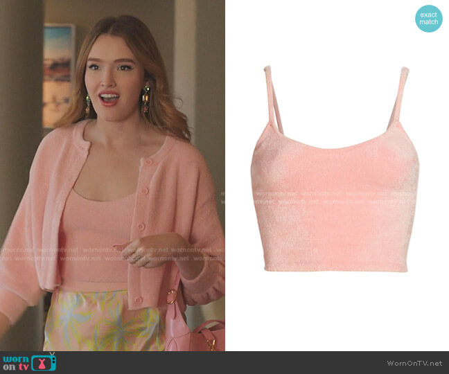 Rhea Fuzzy Cropped Sweater Tank Top by Alice + Olivia worn by Kirby Anders (Maddison Brown) on Dynasty