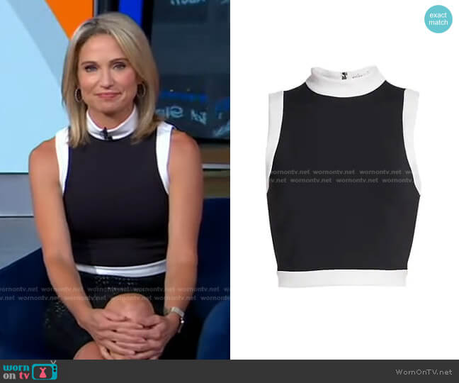 Mory Sleeveless Crop Top by Alice + Olivia worn by Amy Robach on Good Morning America