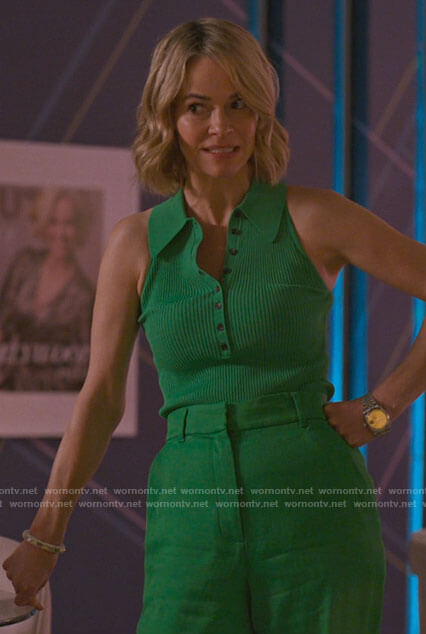 Alice's green sleeveless polo top and pants on The L Word Generation Q