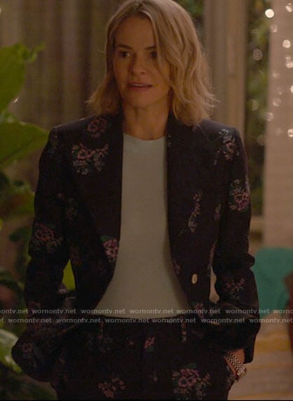 Alice's navy floral suit on The L Word Generation Q