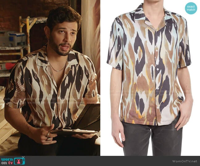 Fuego Short Sleeve Button-Up Camp Shirt by All Saints worn by Sam Flores (Rafael de la Fuente) on Dynasty