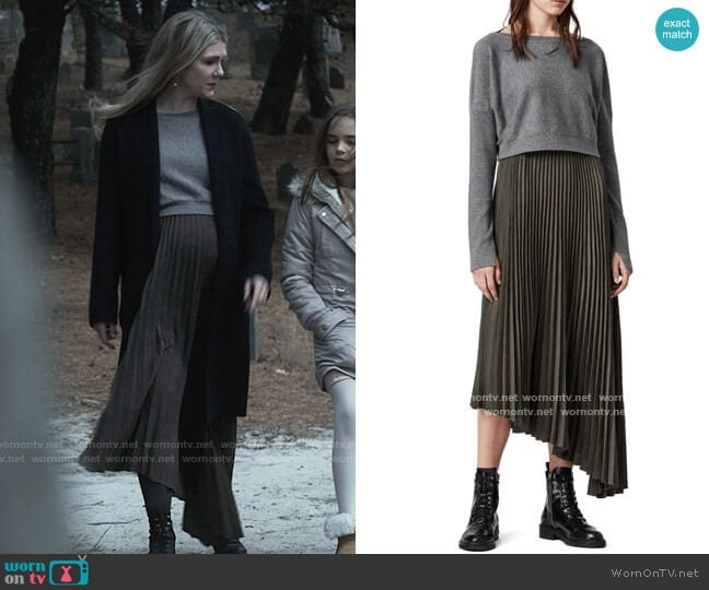 All Saints Evetta Asymmetrical Midi Dress with Crop Sweater worn by Doris Gardener (Lily Rabe) on American Horror Story