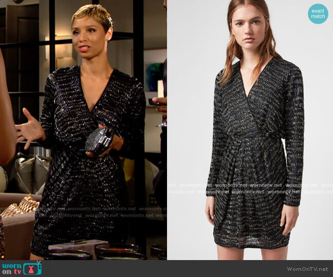 All Saints Laney Dress worn by Elena Dawson (Brytni Sarpy) on The Young and the Restless