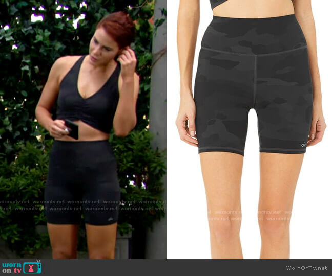 Alo High Waist Vapor Shorts worn by Sally Spectra (Courtney Hope) on The Young and the Restless