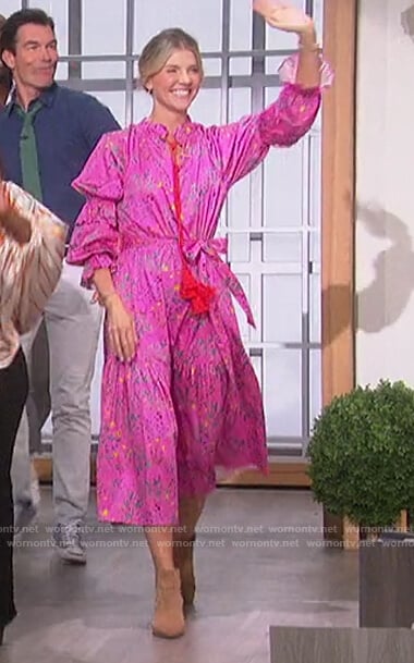 Amanda’s pink floral tassel tie dress on The Talk