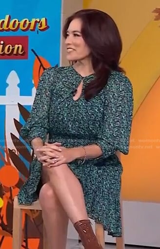 Amy Goodman’s green floral keyhole dress on Today